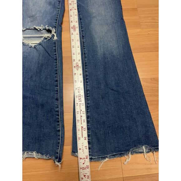 American Eagle Womens Jeans Size 6 Medium Wash Super High Rise Flare Ripped - Picture 9 of 13